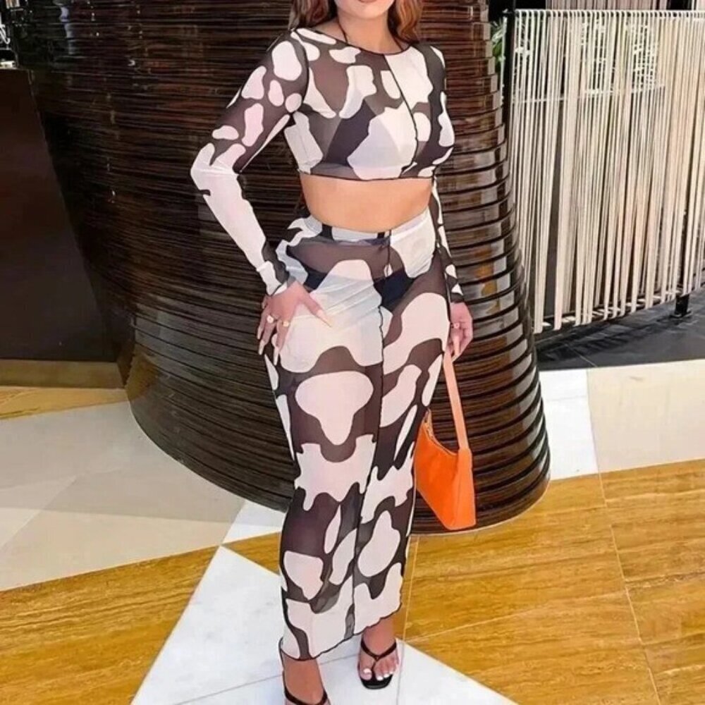 Color Block Two-piece Skirt Set